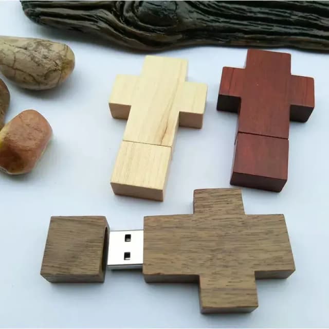 customized wooden cross shape usb flash drive